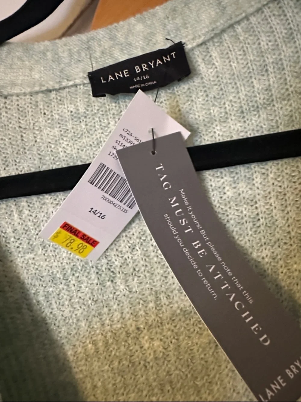 Lane Bryant Light Sage Knit Sweater - Picture 3 of 3